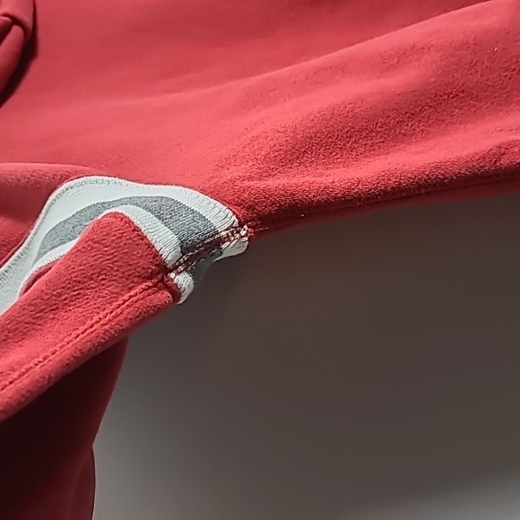 J. AMERICA Vintage Hooded Red Sweatshirt with White And Grey Stripes Size Med - Picture 16 of 16